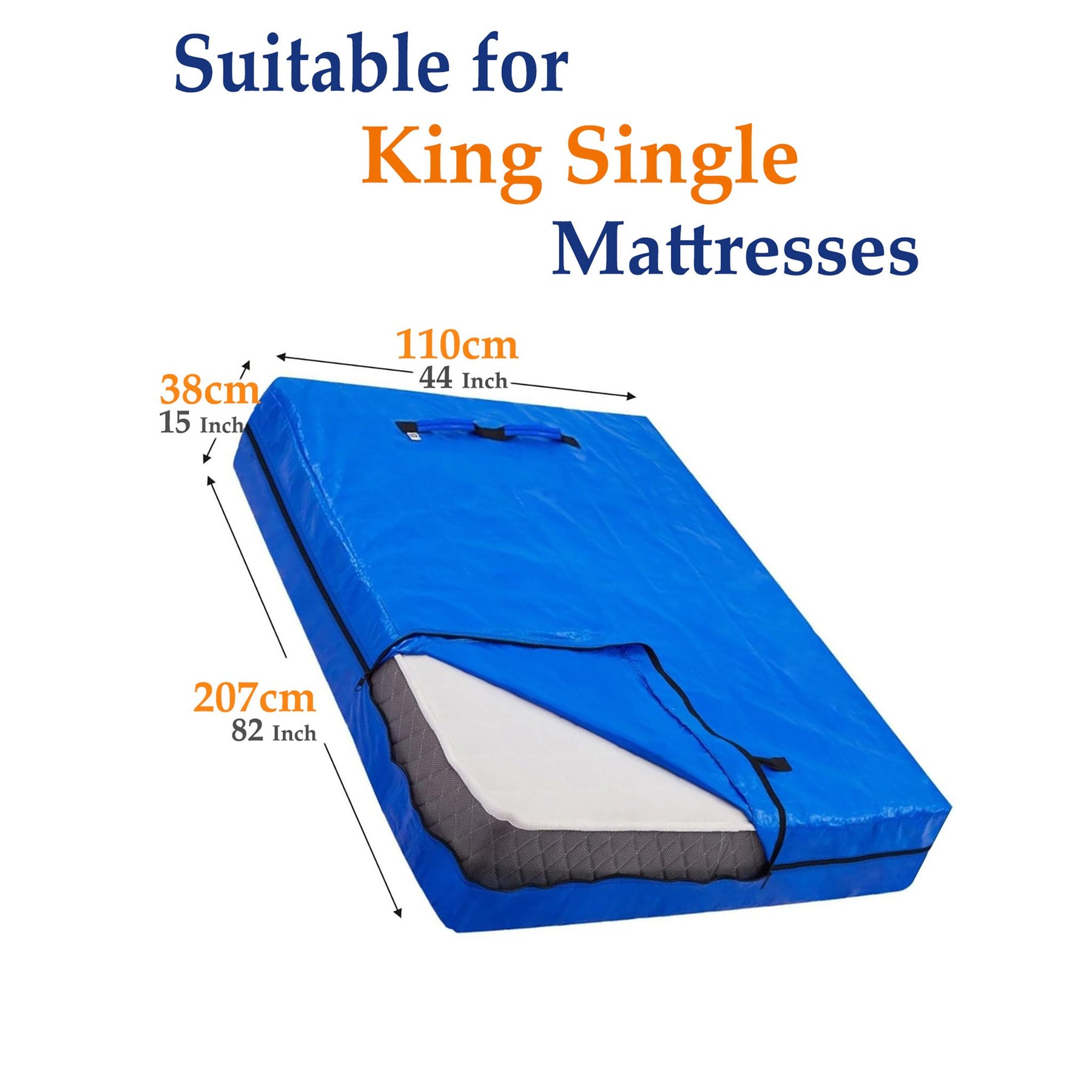 Premium Heavy Duty Waterproof Mattress Bag – King Single, 200GSM PE Woven with 8 Handles