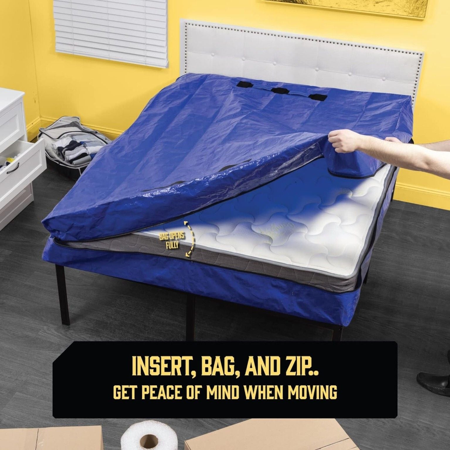 Premium Heavy Duty Waterproof Mattress Bag – Queen, 200GSM PE Woven with 8 Handles