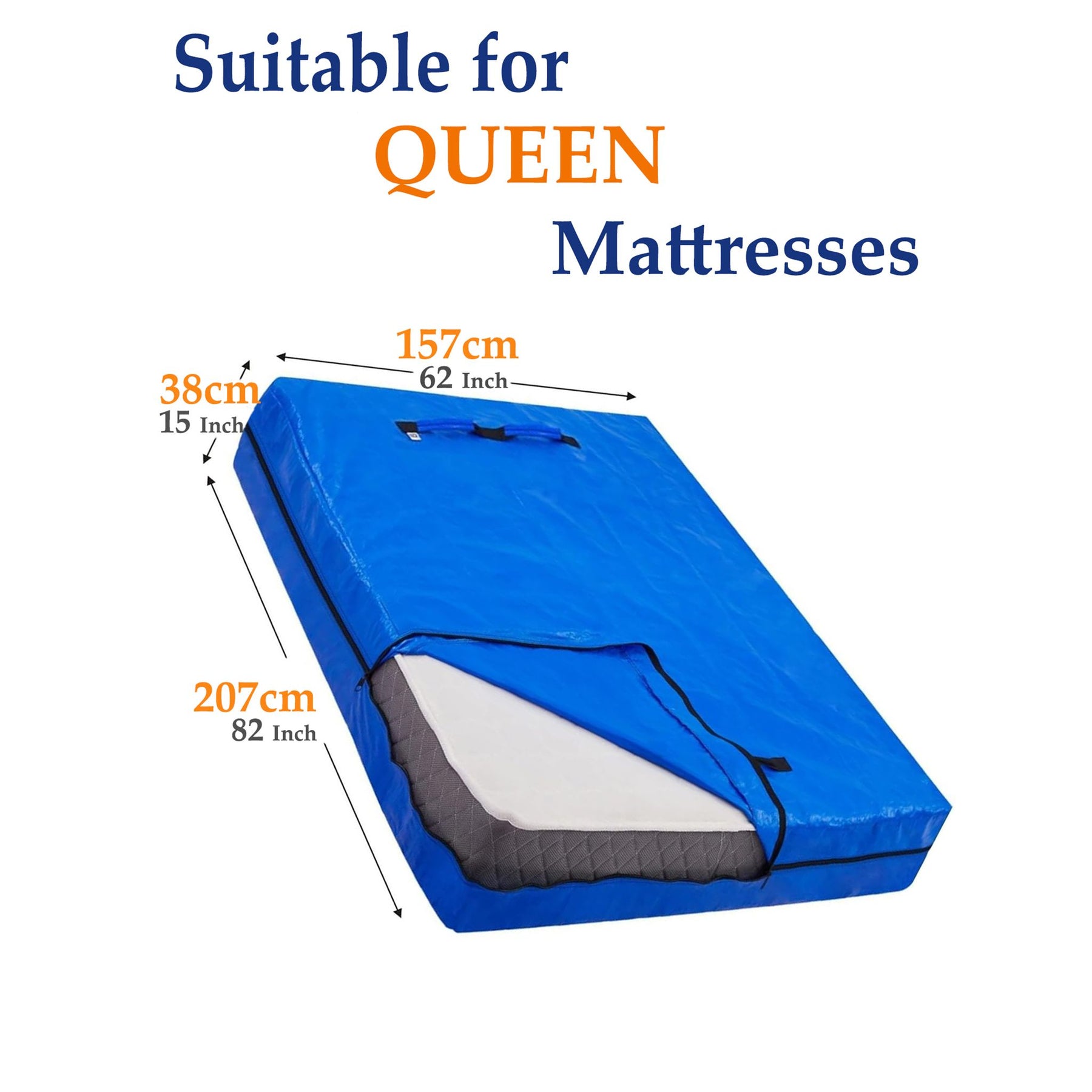 Premium Heavy Duty Waterproof Mattress Bag – Queen, 200GSM PE Woven with 8 Handles
