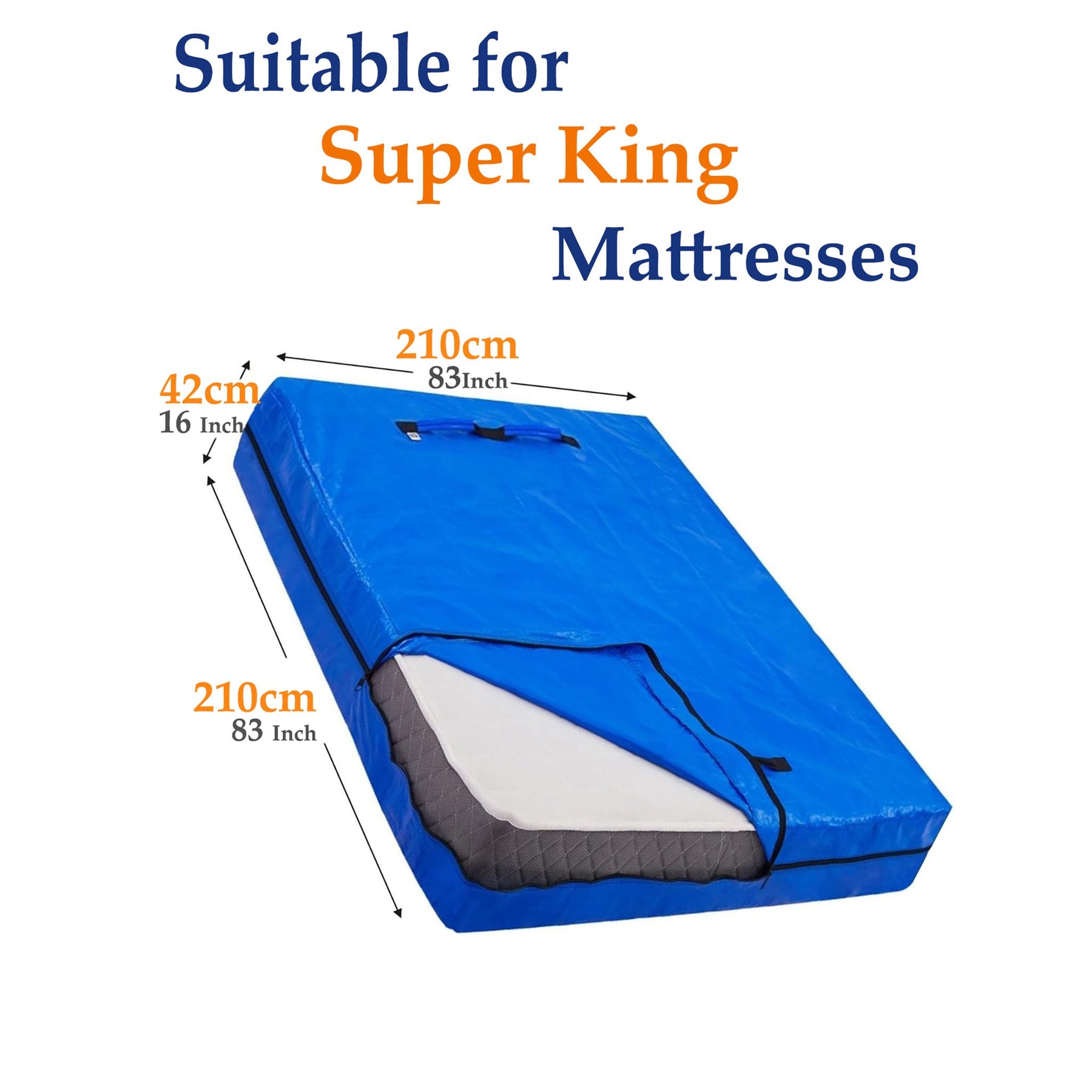 Premium Heavy Duty Waterproof Mattress Bag – Super King, 200GSM PE Woven with 8 Handles