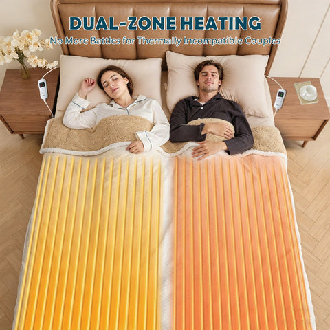 Premium King Single Electric Heated Mattress Pad Dual Control 9 Heat Settings