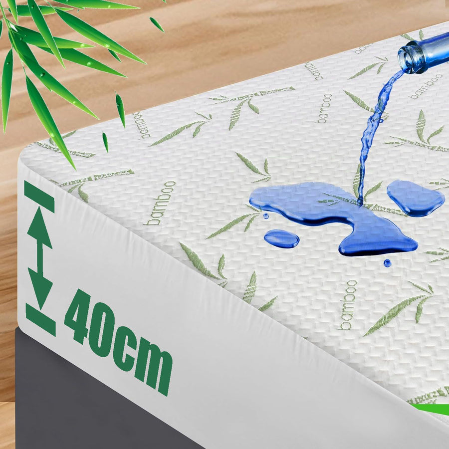 Premium Waterproof Mattress Protector – Double Green, 3D Air Fabric 40cm Deep Pocket