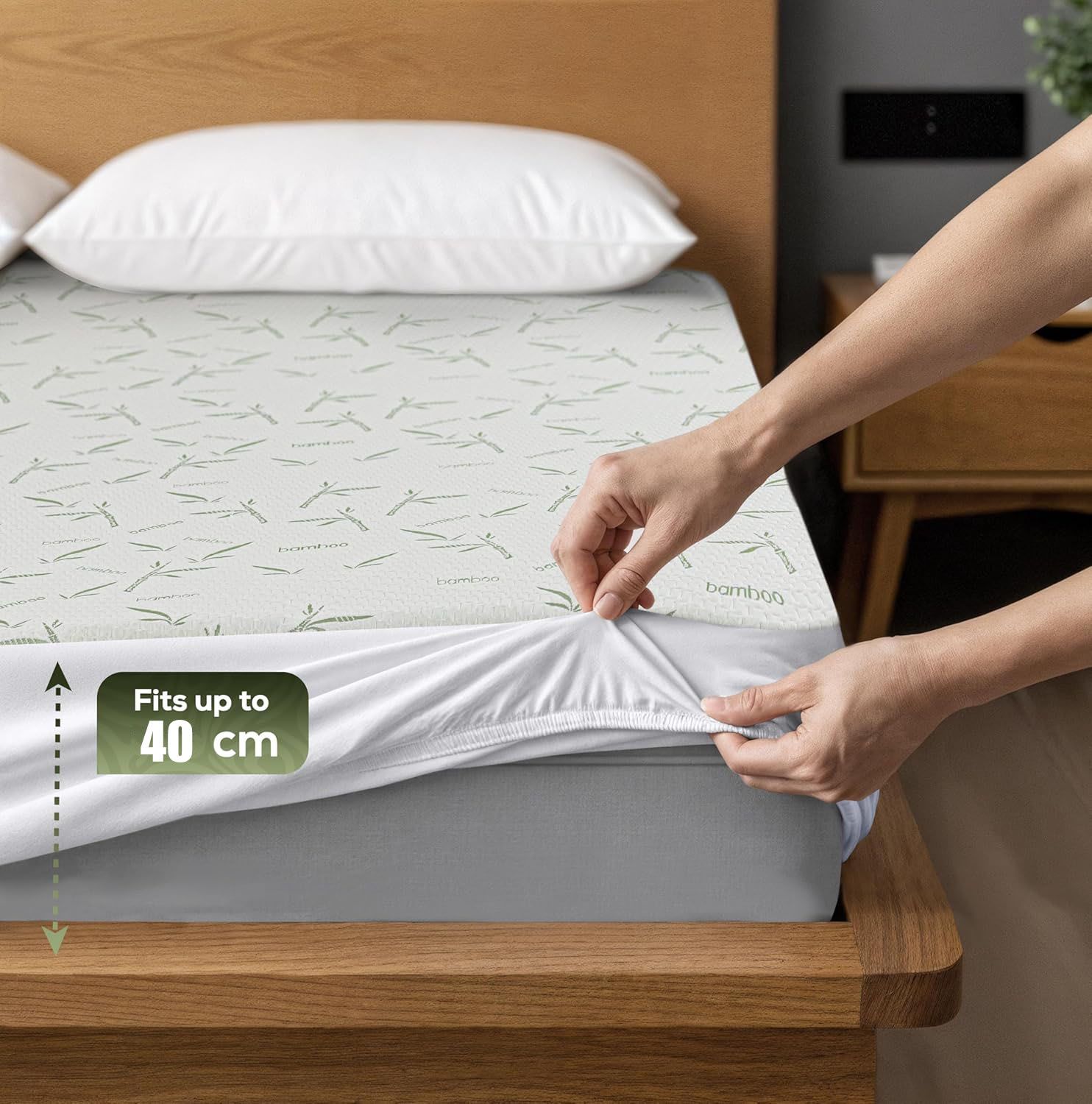 Premium Waterproof Mattress Protector – Double Green, 3D Air Fabric 40cm Deep Pocket