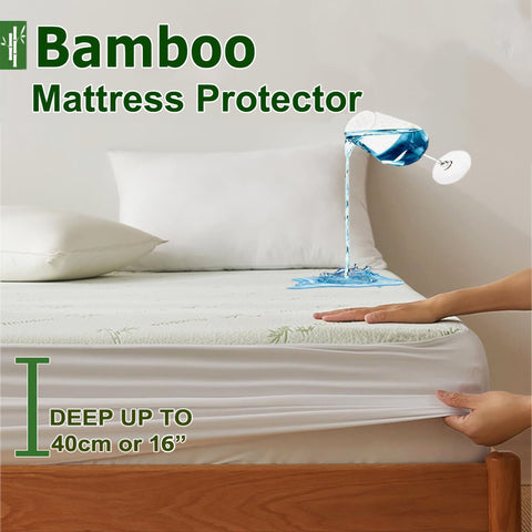 Premium Bamboo Blend Waterproof Mattress Protector – Super King, TPU Layer 40cm Deep Pocket