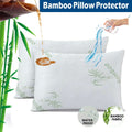 Premium Waterproof Bamboo Pillow Protectors – Green 2 Pack 48 x 74cm, Zippered TPU Backing