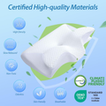 HOMCA 2-in-1 Cervical Neck Pillow – White Butterfly Latex Foam, Breathable Cover