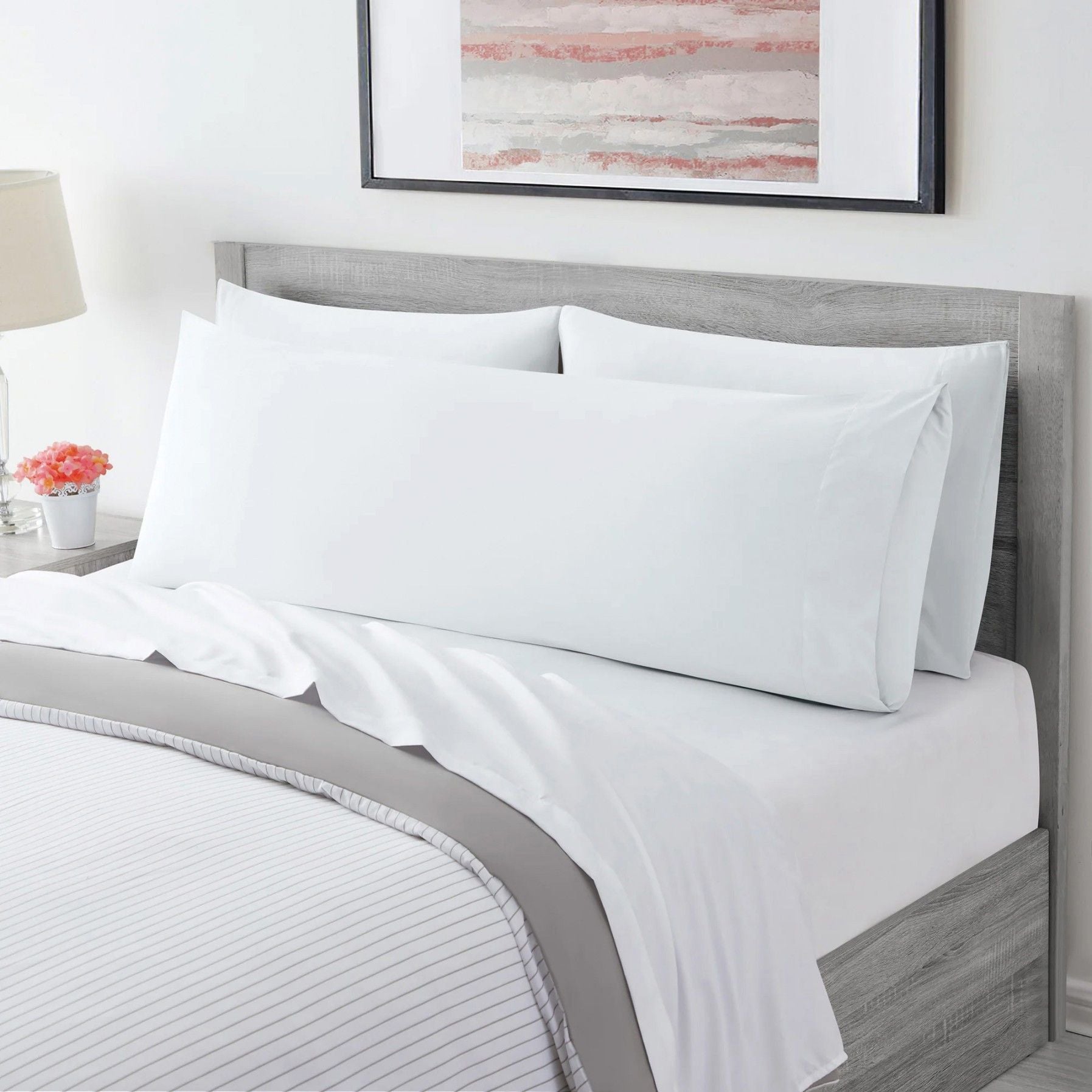 Premium 50 x 150cm Microfiber Body Pillow Cover – White, 4-Way Stretch Envelope Closure