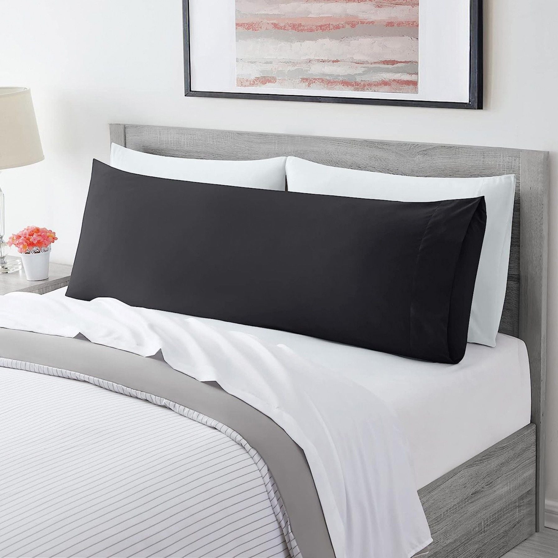 Premium 50 x 150cm Microfiber Body Pillow Cover – Black, 4-Way Stretch Envelope Closure