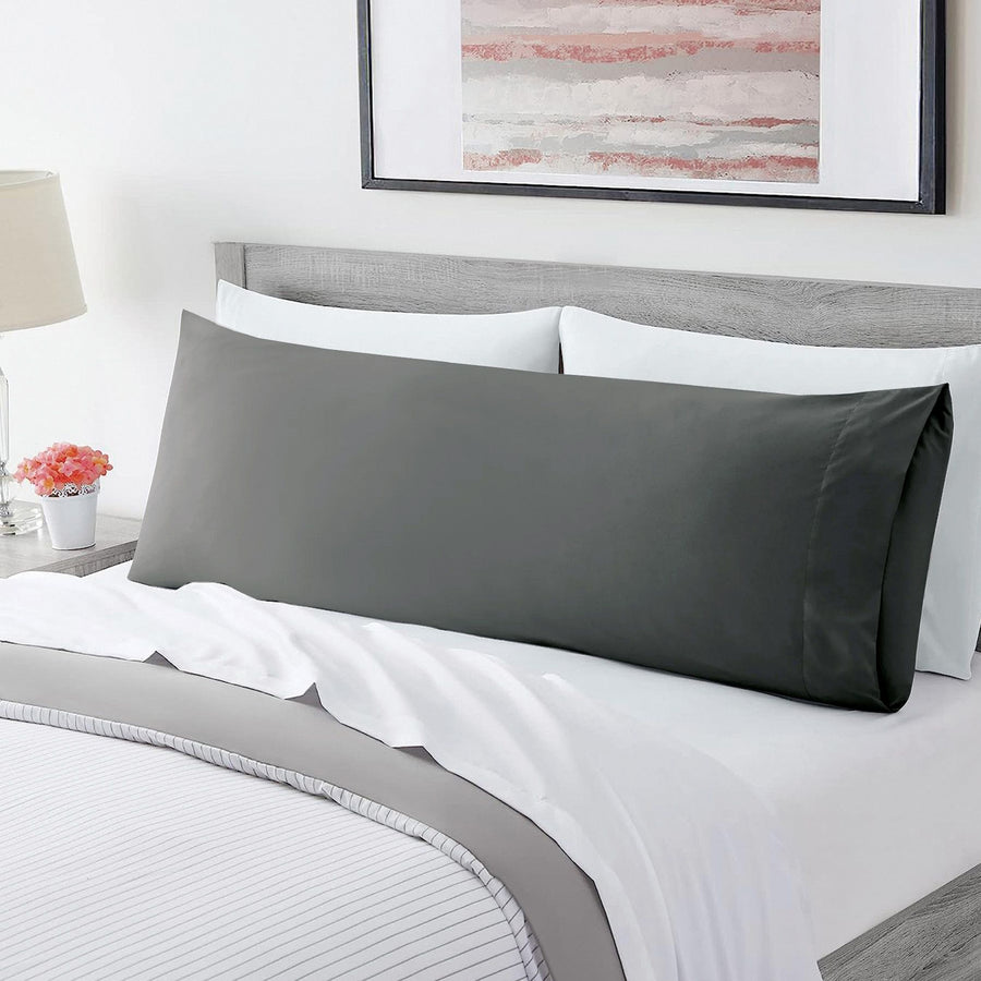 Premium 50 x 150cm Microfiber Body Pillow Cover – Dark Grey, 4-Way Stretch Envelope Closure