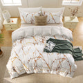 2000TC Microfibre Zipper Quilt Cover Set - 3 Piece, Marble Gleam, Double