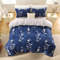 Premium 2000TC Microfibre Zipper Quilt Cover Set - 3 Piece, Navy Floral, Double