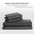 2000TC Microfibre Zipper Quilt Cover Set - 3 Piece, Dark Gray, Double
