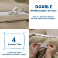 2000TC Microfibre Zipper Quilt Cover Set - 3 Piece, Camel Beige, Double