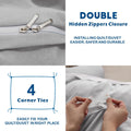 2000TC Microfibre Zipper Quilt Cover Set - 3 Piece, Silver Gray, Double