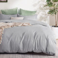 2000TC Microfibre Zipper Quilt Cover Set - 3 Piece, Silver Gray, Double