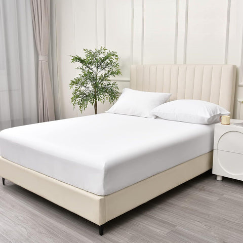 3 Piece 2000TC Microfibre 40cm Deep Pocket Fitted Sheet Set with Pillowcases - White Double