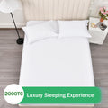 3 Piece 2000TC Microfibre 40cm Deep Pocket Fitted Sheet Set with Pillowcases - White Double