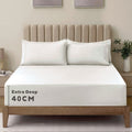 3 Piece 2000TC Microfibre 40cm Deep Pocket Fitted Sheet Set with Pillowcases - Raw White Double