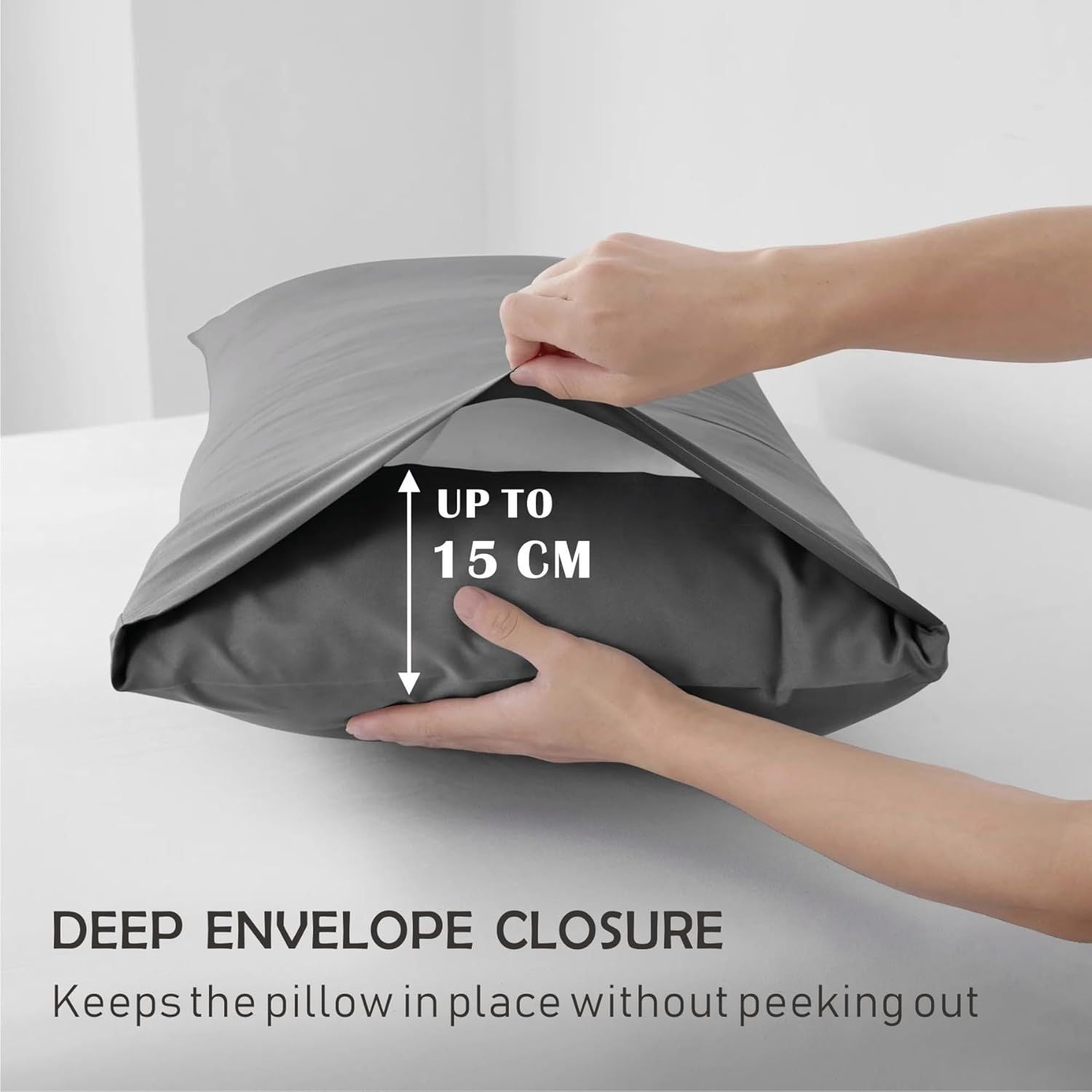 3 Piece 2000TC Microfibre 40cm Deep Pocket Fitted Sheet Set with Pillowcases - Grey Double