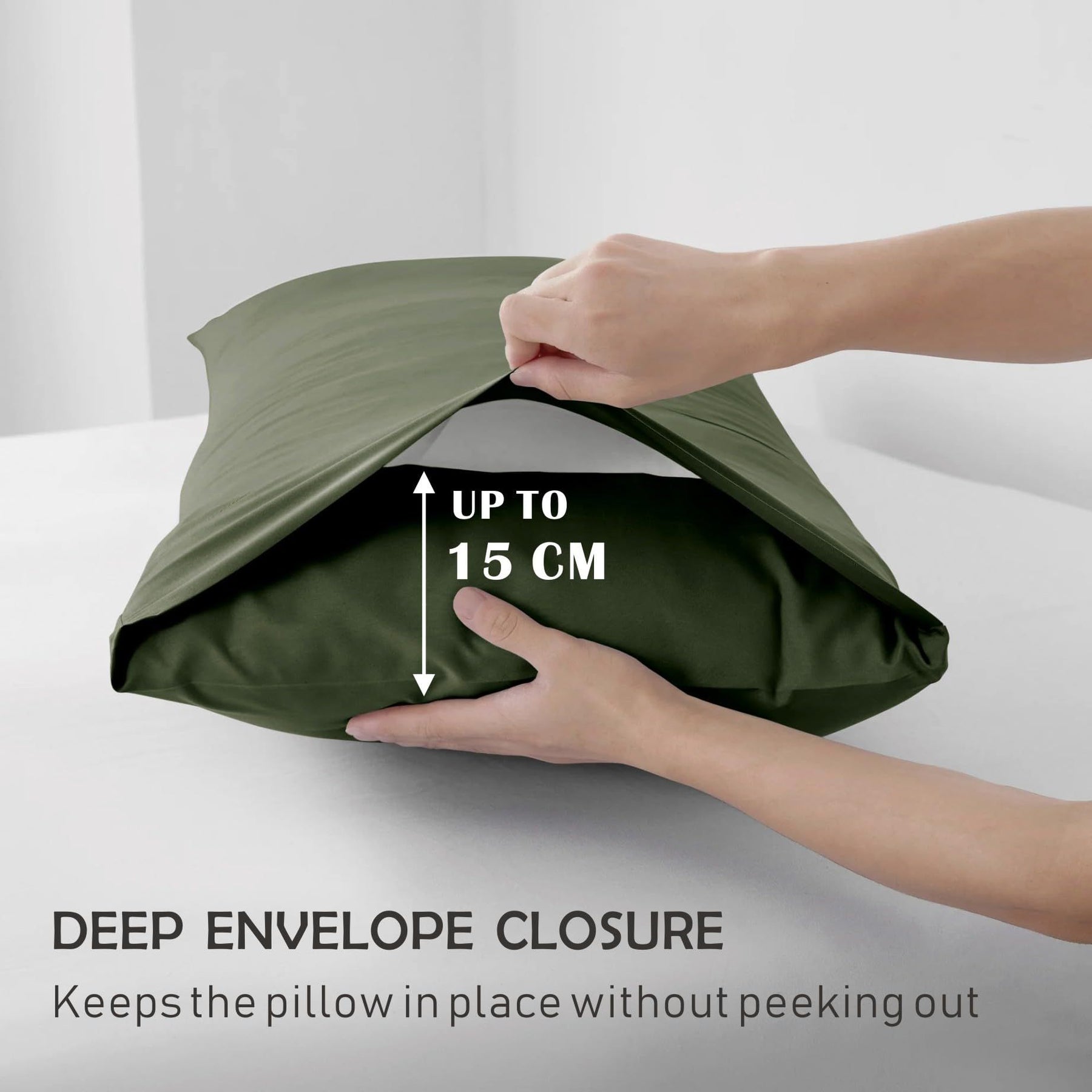 3 Piece 2000TC Microfibre 40cm Deep Pocket Fitted Sheet Set with Pillowcases - Olive Green Double