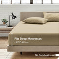3 Piece 2000TC Microfibre 40cm Deep Pocket Fitted Sheet Set with Pillowcases - Camel Beige Double