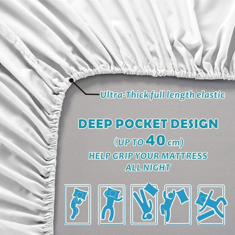 Hotel Quality 1 Piece White Microfiber 40cm Deep Pocket Fitted Sheet - Double