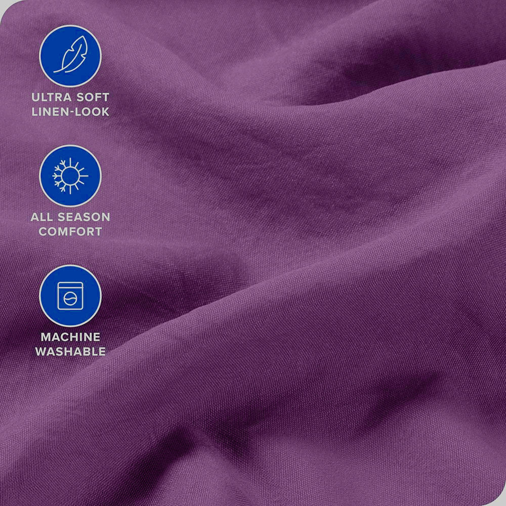 Hotel Quality 1 Piece Purple Microfiber 40cm Deep Pocket Fitted Sheet - Double