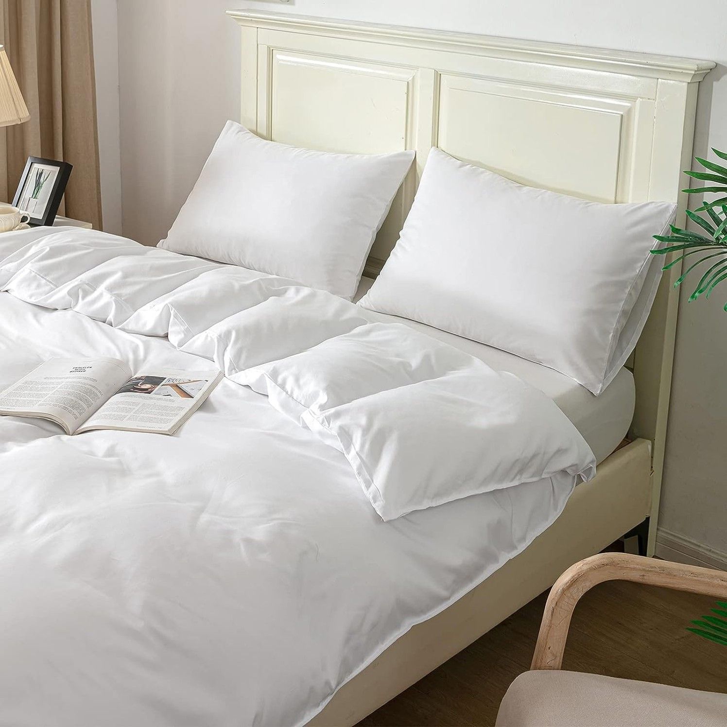 2000TC Microfibre Zipper Quilt Cover Set - 3 Piece, White, King