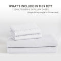 2000TC Microfibre Zipper Quilt Cover Set - 3 Piece, White, King