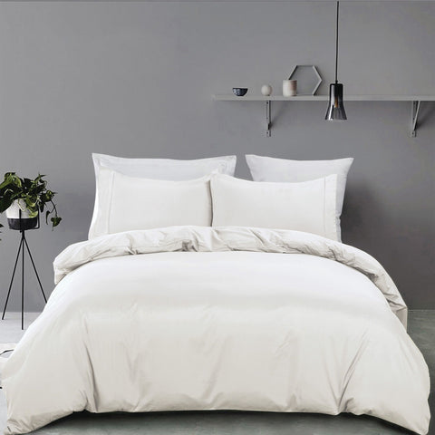 Premium 2000TC Microfibre Zipper Quilt Cover Set - 3 Piece, Raw White, King