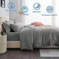 2000TC Microfibre Zipper Quilt Cover Set - 3 Piece, Grey, King