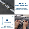 2000TC Microfibre Zipper Quilt Cover Set - 3 Piece, Dark Gray, King