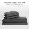 2000TC Microfibre Zipper Quilt Cover Set - 3 Piece, Dark Gray, King