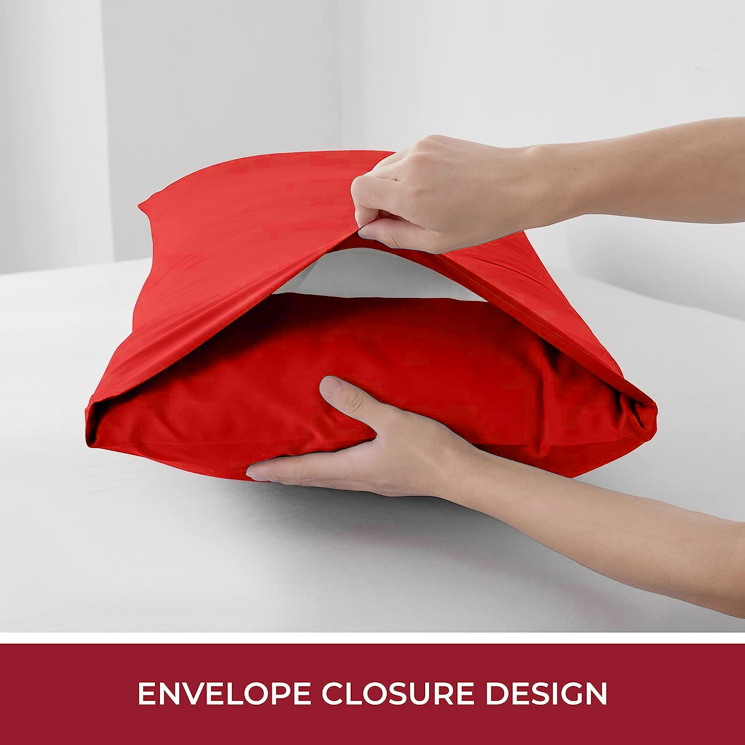 3 Piece 2000TC Microfibre 40cm Deep Pocket Fitted Sheet Set with Pillowcases - Red King