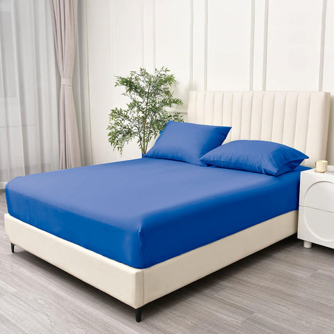3 Piece 2000TC Microfibre 40cm Deep Pocket Fitted Sheet Set with Pillowcases - Royal Blue King