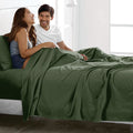 2000TC Microfibre Deep Pocket Bed Sheet Set - 4 Piece, Olive Green, King