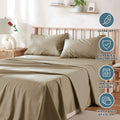 2000TC Microfibre Deep Pocket Bed Sheet Set - 4 Piece, Camel Beige, King
