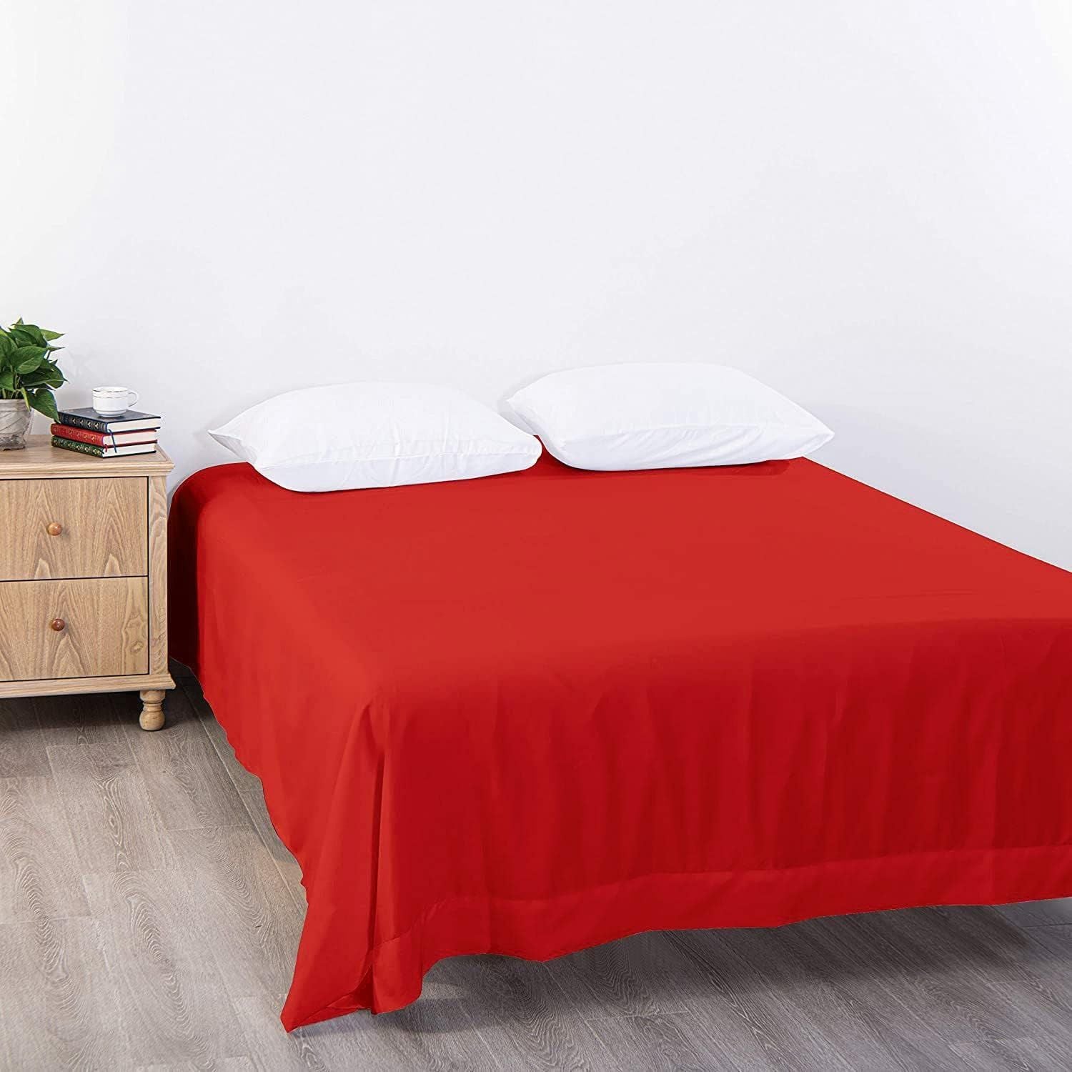 Elegant Comfort 1 Piece Red 2000 Thread Count Microfiber Flat Sheet - King