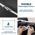 2000TC Microfibre Zipper Quilt Cover Set - 2 Piece, Black, King Single