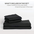 2000TC Microfibre Zipper Quilt Cover Set - 2 Piece, Black, King Single