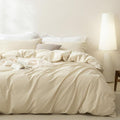 2000TC Microfibre Zipper Quilt Cover Set - 2 Piece, Cream White, King Single