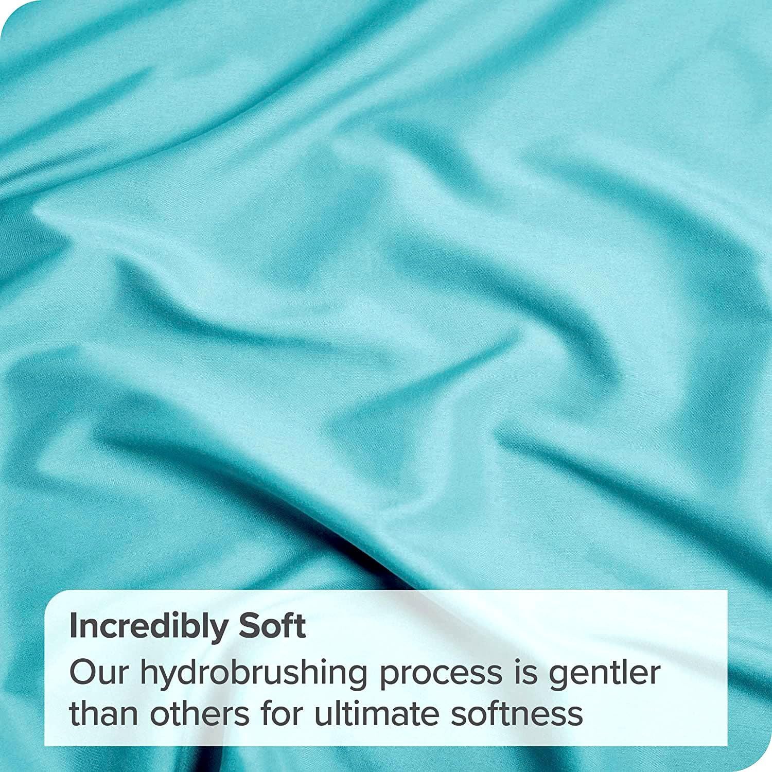 2 Piece 2000TC Microfibre 40cm Deep Pocket Fitted Sheet Set with Pillowcase - Ice Blue King Single