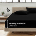2 Piece 2000TC Microfibre 40cm Deep Pocket Fitted Sheet Set with Pillowcase - Black King Single
