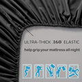 2 Piece 2000TC Microfibre 40cm Deep Pocket Fitted Sheet Set with Pillowcase - Black King Single