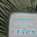 2 Piece 2000TC Microfibre 40cm Deep Pocket Fitted Sheet Set with Pillowcase - Olive Green King Single