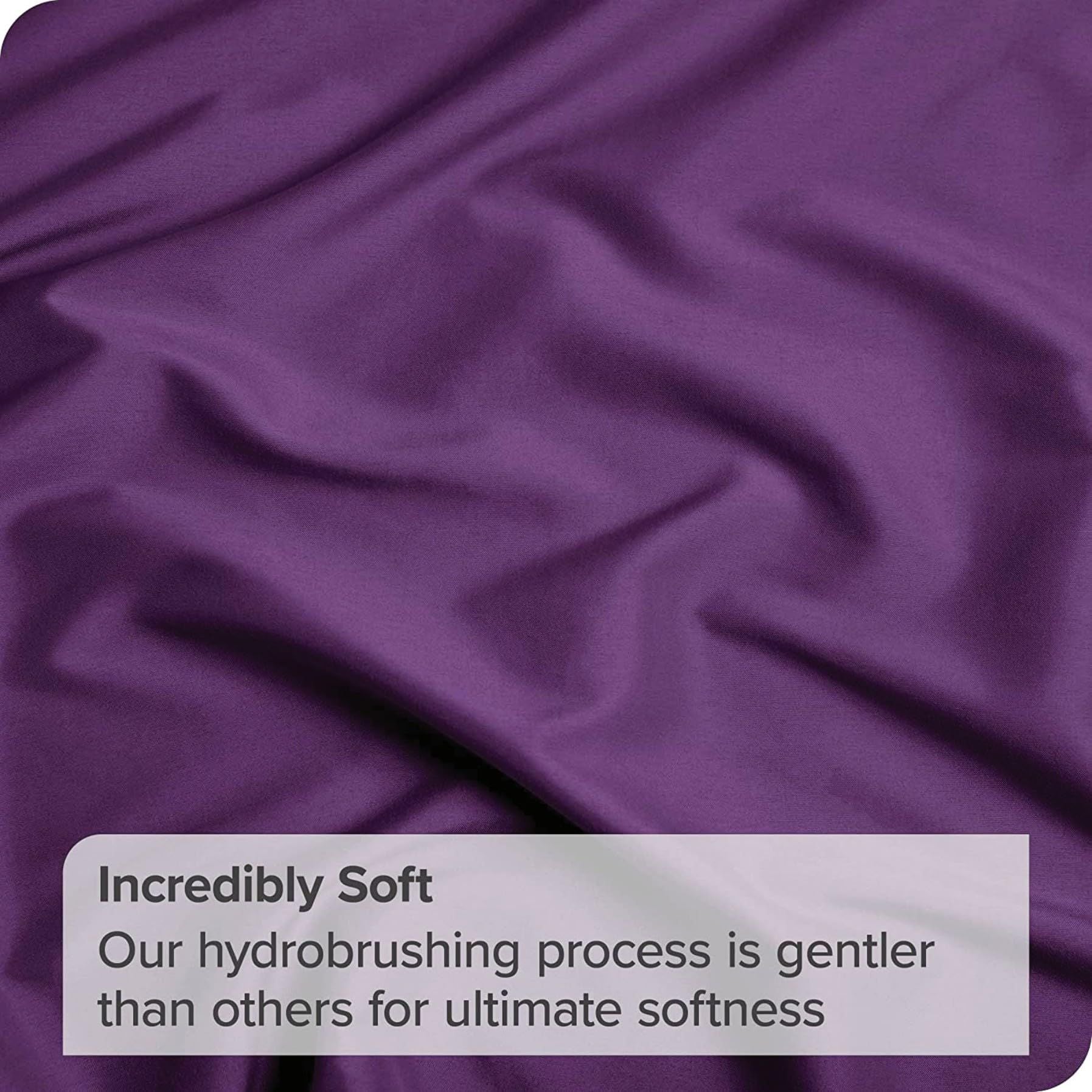 2 Piece 2000TC Microfibre 40cm Deep Pocket Fitted Sheet Set with Pillowcase - Purple King Single