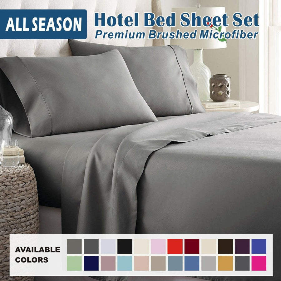 2000TC Microfibre Deep Pocket Bed Sheet Set - 3 Piece, Grey, King Single