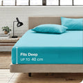 Hotel Quality 1 Piece Ice Blue Microfiber 40cm Deep Pocket Fitted Sheet - King Single