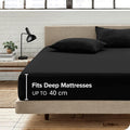 Hotel Quality 1 Piece Black Microfiber 40cm Deep Pocket Fitted Sheet - King Single
