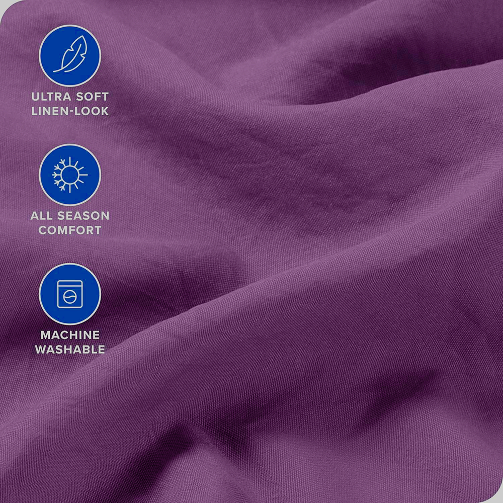Hotel Quality 1 Piece Purple Microfiber 40cm Deep Pocket Fitted Sheet - King Single